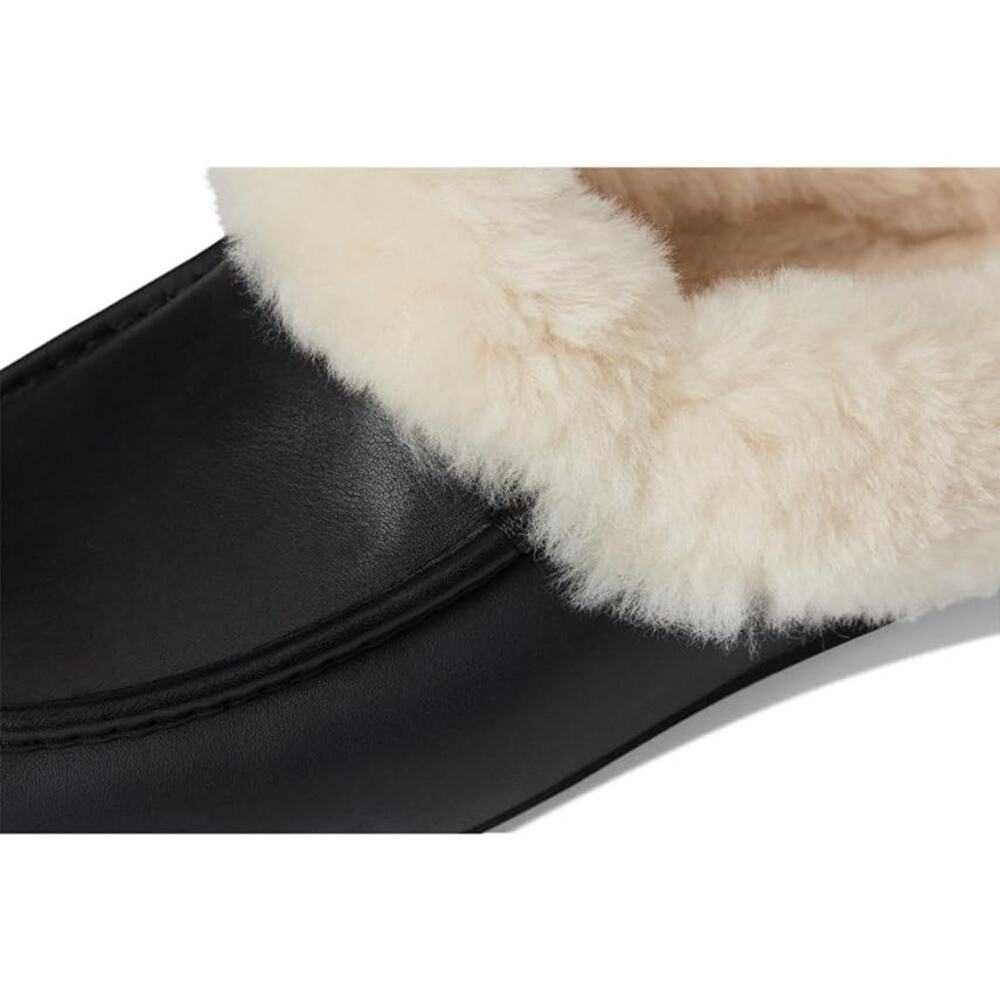 UGG Women's Ansley Mule Leather, Black, Sheepskin collar Fur, Size 6 - Picture 6 of 7
